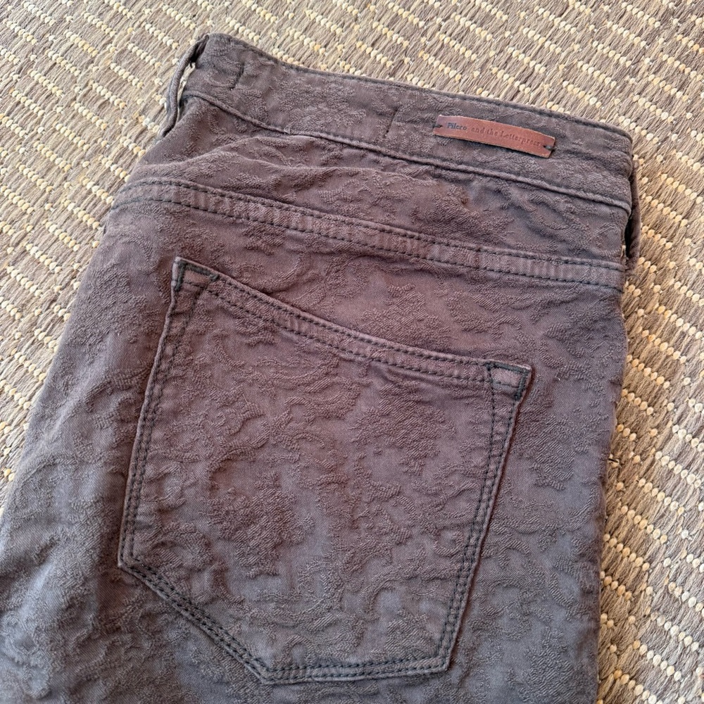 GUC Anthropologie Pilcro & the Letter Press 
Jacquard Textured Pants Brown Sz 28